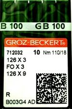 GROZ BECKERT 126X3 FOX3 126X9 NM110/18 DARNING INDUSTRIAL SEW MACHINE(10) NEEDLE