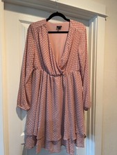 Torrid Blush Textured Dot Chiffon Skater Dress Womens Size Large Tiered Lined