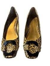 Leopard Print Square Toe Flats Womens Shoes 6.5M By Philicia Synthetic Material