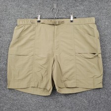Eddie Bauer Shorts Mens 2XL XXL Beige Flat Front Ripstop Belted Hiking Outdoor