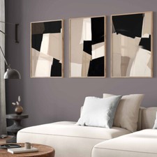 Galerie Wandbilder Neutral Beige Schwarz 3 Set Poster Minimal Modern Abstrakt Druck