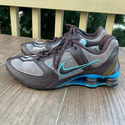 RARE VINTAGE NIKE SHOX ROUTE 66 TENNIS SHOE BROWN/METALLIC BLUE 317329-221  SZ