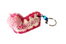 SMALL Keychain Pink Wool Shoe Slipper Tsarouchi from Greece, Travel Souvenir