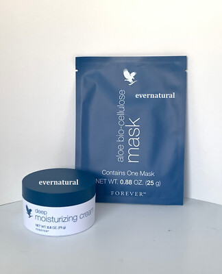 Set of Forever Aloe Deep Moisturizing Cream 2.5 oz & Aloe bio-cellulose mask
