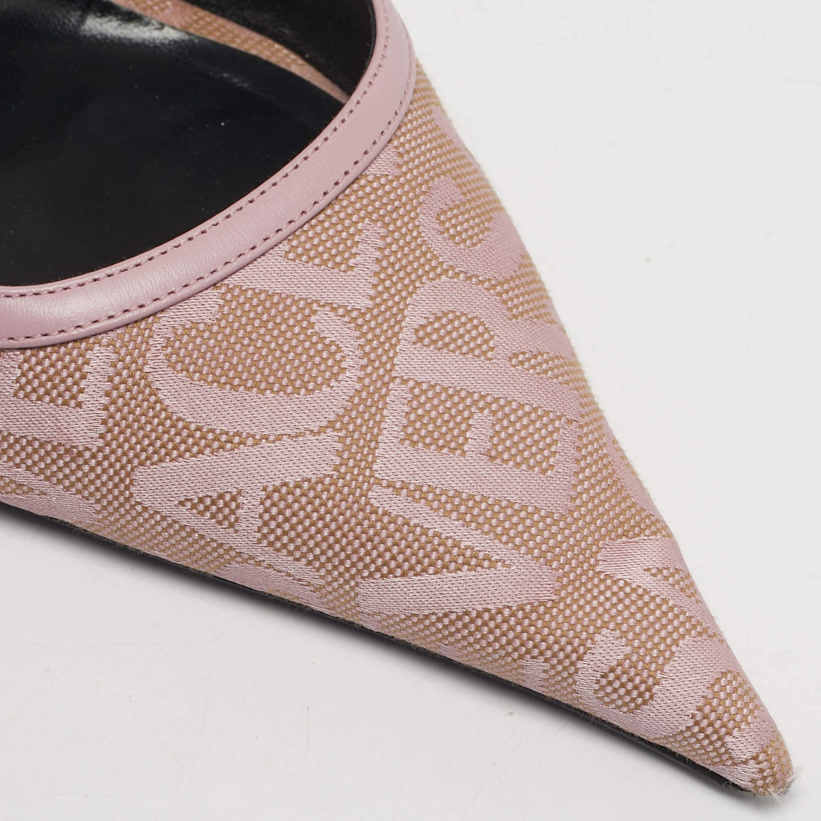 Versace Size 41 Purple Jacquard and Leather Slingback Pumps thumbnail 7