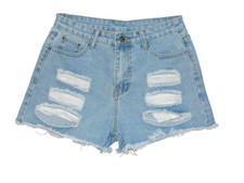 WOMENS 6, 8-10 MEDIUM WASH DISTRESSED CUT OFF DENIM SHORTS NWT SHEIN