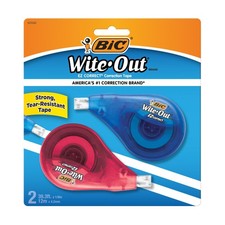 BIC Wite-Out EZ Correct Correction Tape, White, No Dry Time, Tear Resistant