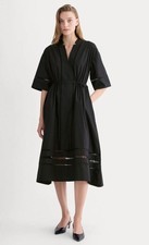 Everlane The Lace Trim Caftan Dress Women's Size Medium in Black New With Tags!