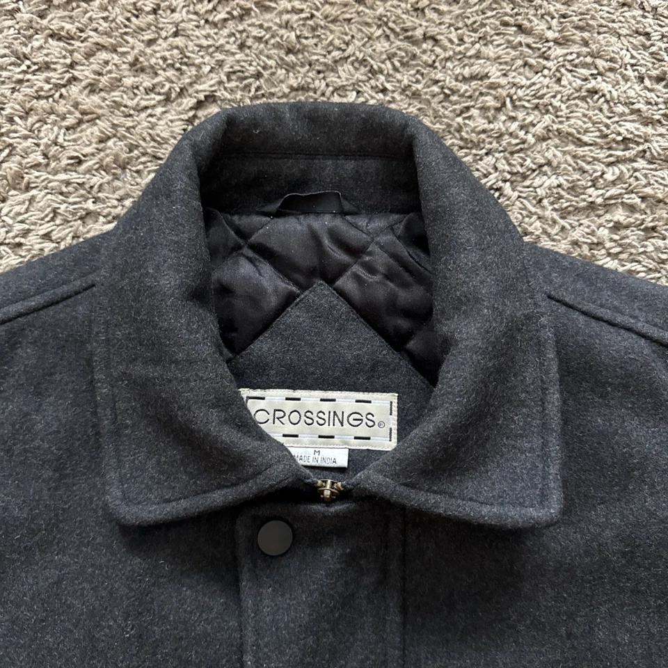 Chaqueta Abrigo Para Hombre De Colección Crossings Mezcla Lana Forro Acolchado Talla M Negra Foto 2 de 4