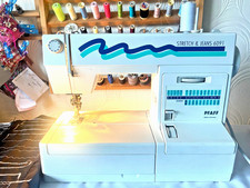 Vintage PFAFF Stretch & Jean 6091 Nähmaschine, Pedal & Koffer - funktionstüchtig