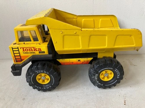 Tonka Mighty XMB975 Turbo Diesel Yellow Black Dump Truck Metal Vintage Steel Toy