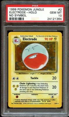 PSA 10 GEM MINT Electrode 2/64 ERROR NO SYMBOL Jungle HOLO RARE