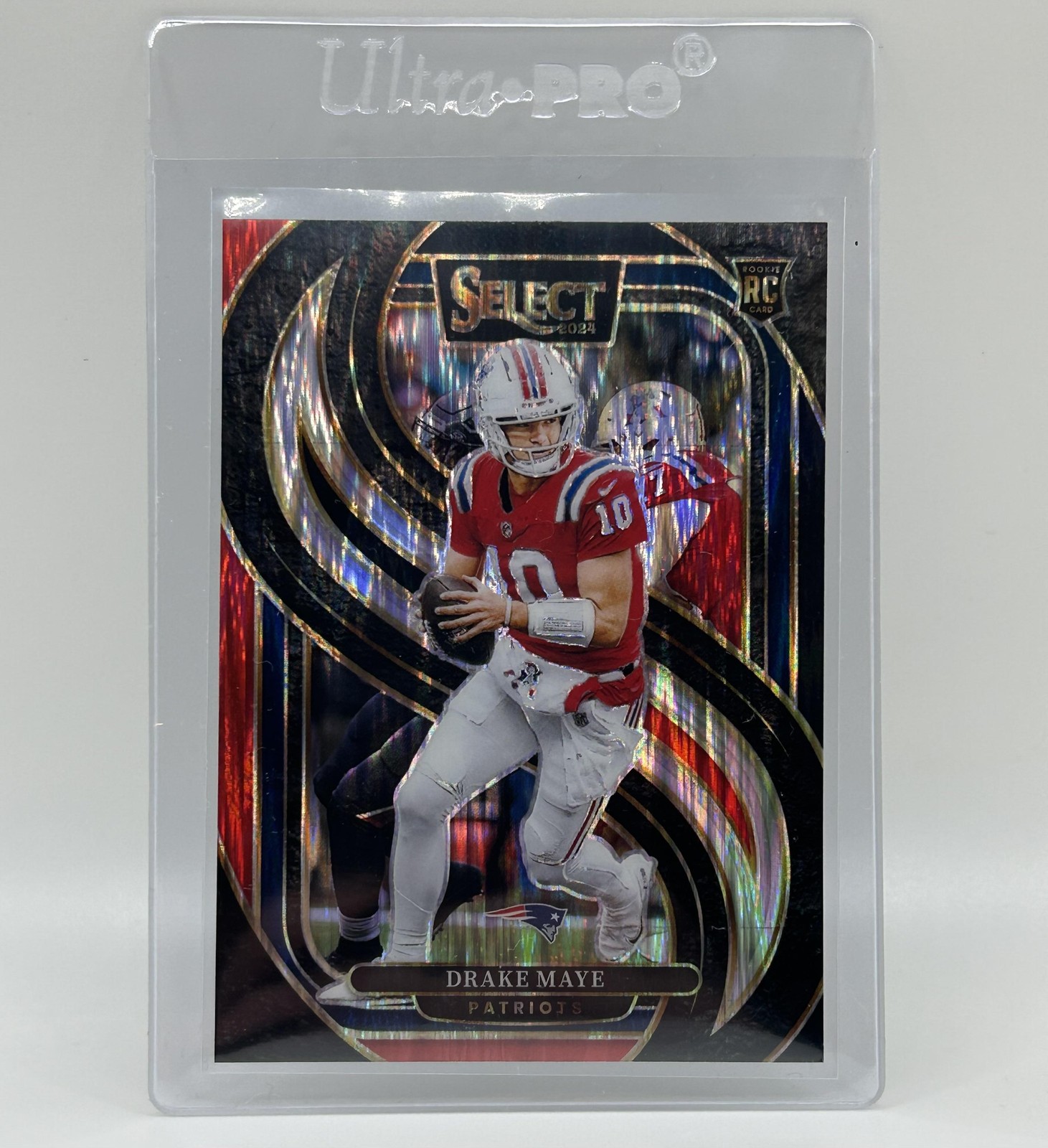 2024 Panini Select #113 Drake Maye Black & Red Prizm Shock
