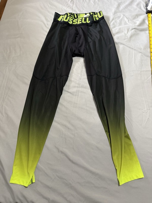 Russell Neon Green and Black Cool Base Layer Intellifresh Men's Pants Sz M