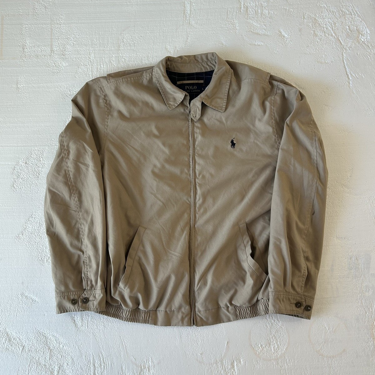 Polo Ralph Lauren Bi Swing Jacket Large Beige Full Zip Bomber