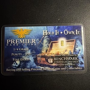 Benchmark Strategic Metals 1/4 Grain .999 Fine Gold Bar Gold 0.999 VIN1