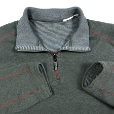 Tommy Bahama Sweater Men Large Green Pullover Quarter Zip Reversible Sweatshirt