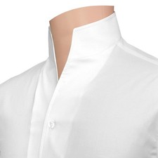 Men's White Grooms Wedding Evening Shirt High Open One Piece Collar Tall V Neck