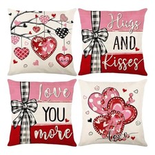 Valentines Day Decorations-Valentines Pillow Covers 18x18 inch Set of 4