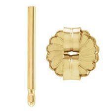 14K Yellow Gold 8 mm OD Friction Earring Post Back Set Large Back Pad Size