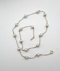 10K Yellow Gold Pearl Station Necklace 16" [N141] — photo 3
