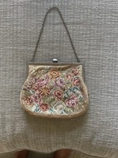 Antique Victorian Tapestry Purse Floral Petit Point Double Sided