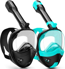 Full Face Snorkel Mask, Snorkeling Gear for Adults Kids with Latest Dry Top Brea