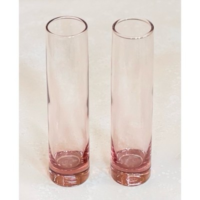 Libbey Glass Bud Flower Vases Pink Vintage Set Of 2 Retro Decor