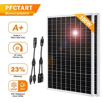 200W 12V Watt Mono Solar Panel kit with Y Branch Connector for RV Caravan Boats