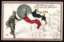 Künstler-AK Arthur Thiele: Recht und Ehre soll uns führen!, Kaiser Wilhelm II.  