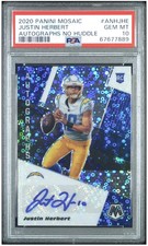 2020 Panini Mosaic - Justin Herbert Rookie Auto No Huddle -  RC PSA GEM MT  10 