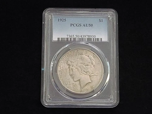 1925 Peace Silver Dollar PCGS Graded AU50 #43978930 NICE!