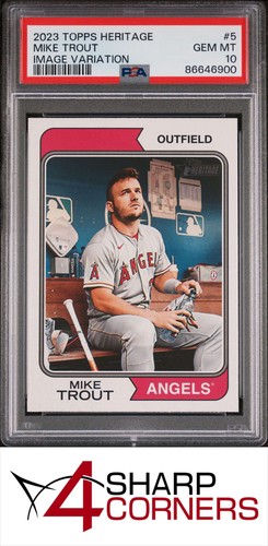 2023 TOPPS HERITAGE #5 MIKE TROUT IMAGE VARIATION PSA 10