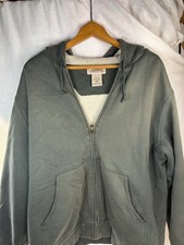 LL Bean Men's Katahdin Iron Works Green Hooded Sweatshirt Fleece Lined Medium