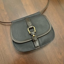 Vintage 90s Y2K Nine West Minimalist Black Brown Faux Leather Crossbody Purse