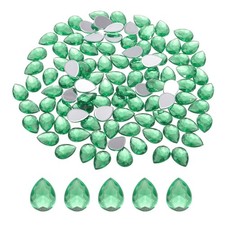 200PCS Flat Back Acrylic Teardrop Gems 10x14mm Rhinestones Dark Green