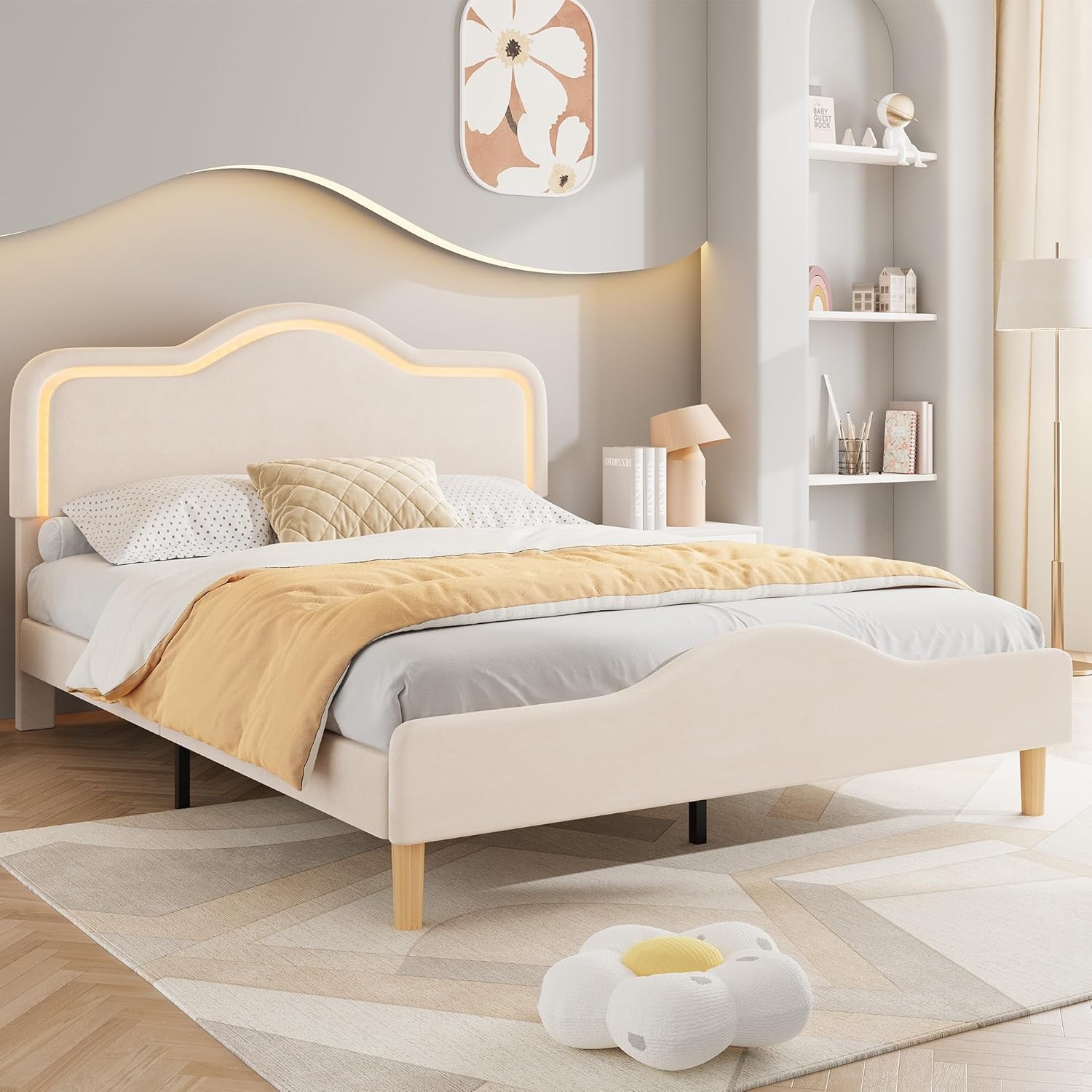 , Velvet Princess Platform Bedframe For Kids