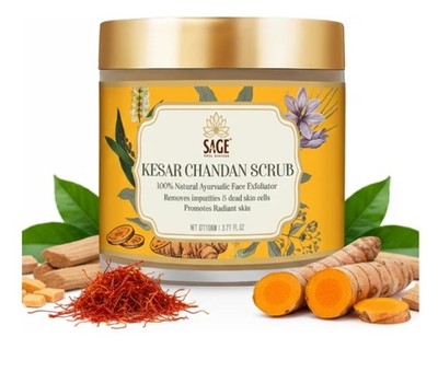 Kesar Chandan Face Scrub with Saffron, Sandalwood & Walnut | Helps Tan Removal