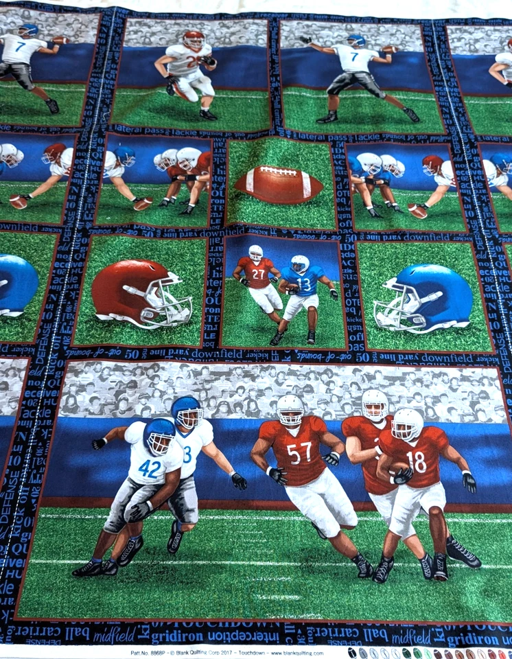 Panel Cuadrados TOUCHDOWN Jugador de Fútbol Acolchado en Blanco 24" x 44" Foto 2 de 4