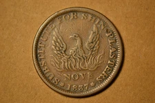 1837 Hard Times Token- Phoenix Rising/May Tenth- VF/EF with small obverse dig.