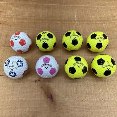 8 Callaway Chrome Soft Golf Balls Soccer Print Yellow White | eBay