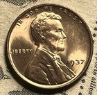 1937-P Lincoln Wheat Cent BU Great Luster GEM coin B4