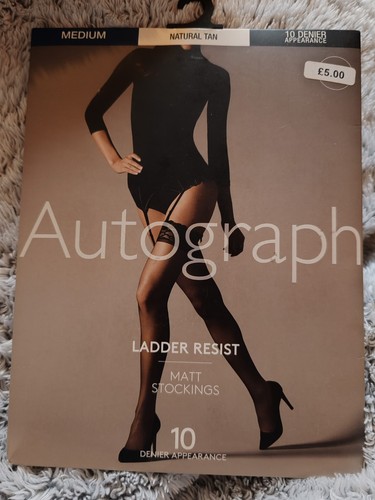 M&S Autograph Ladder Resist Matt Stockings 10 Denier Natural Tan Medium New - Picture 1 of 3