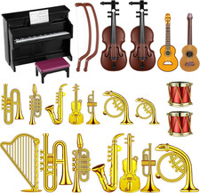 24 Pcs Dollhouse Musical Instruments Christmas Miniature Violin Piano Trumpet Sa