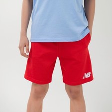 NEW BALANCE STACKED LOGO BOYS RED SWEAT SHORTS DRAWSTRING FLEECE 10-12 M NWT