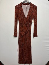 NWT Free People Women Long Sleeve Shayla Wrap Midi Dress Size Large D085 -3