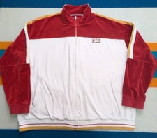 Vintage Fila Velour Track Jacket Full Red White Gold Tracksuit Retro 90's 3XL