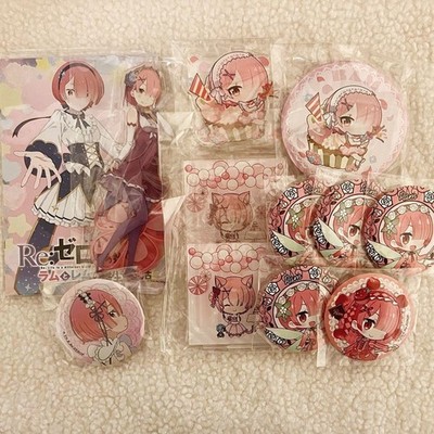 Ram Re:Zero Collectibles Bundle Acryl Stand 4 Items 7 Badges Lot Complete