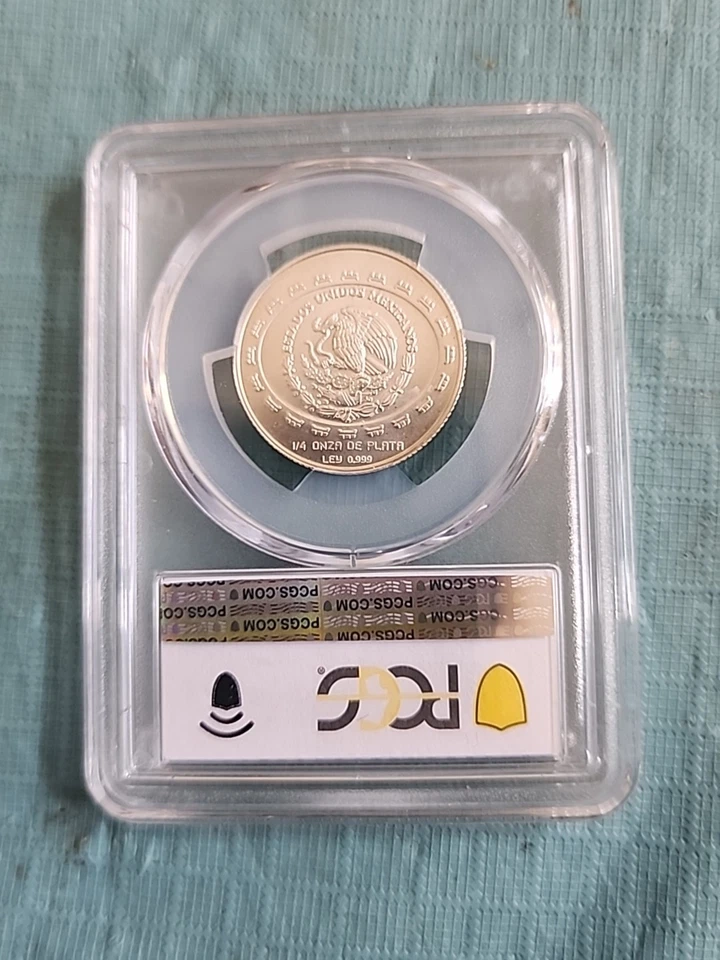 México 1997 1 pesos 1/4onza disco de la muerte baja acuñación .999 graduación profesional MS68  Foto 2 de 2