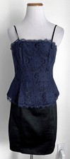 Kate Young for Target Navy Blue & Black Lace Satin Cocktail Mini Dress, Size 2